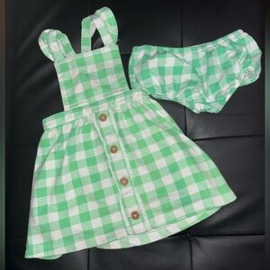 Wonder nation Girl Green Pinafore Dress with diaper cover 24ms
